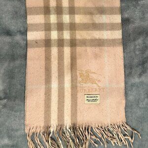 Burberry Pink Plaid Cashmere Scarf